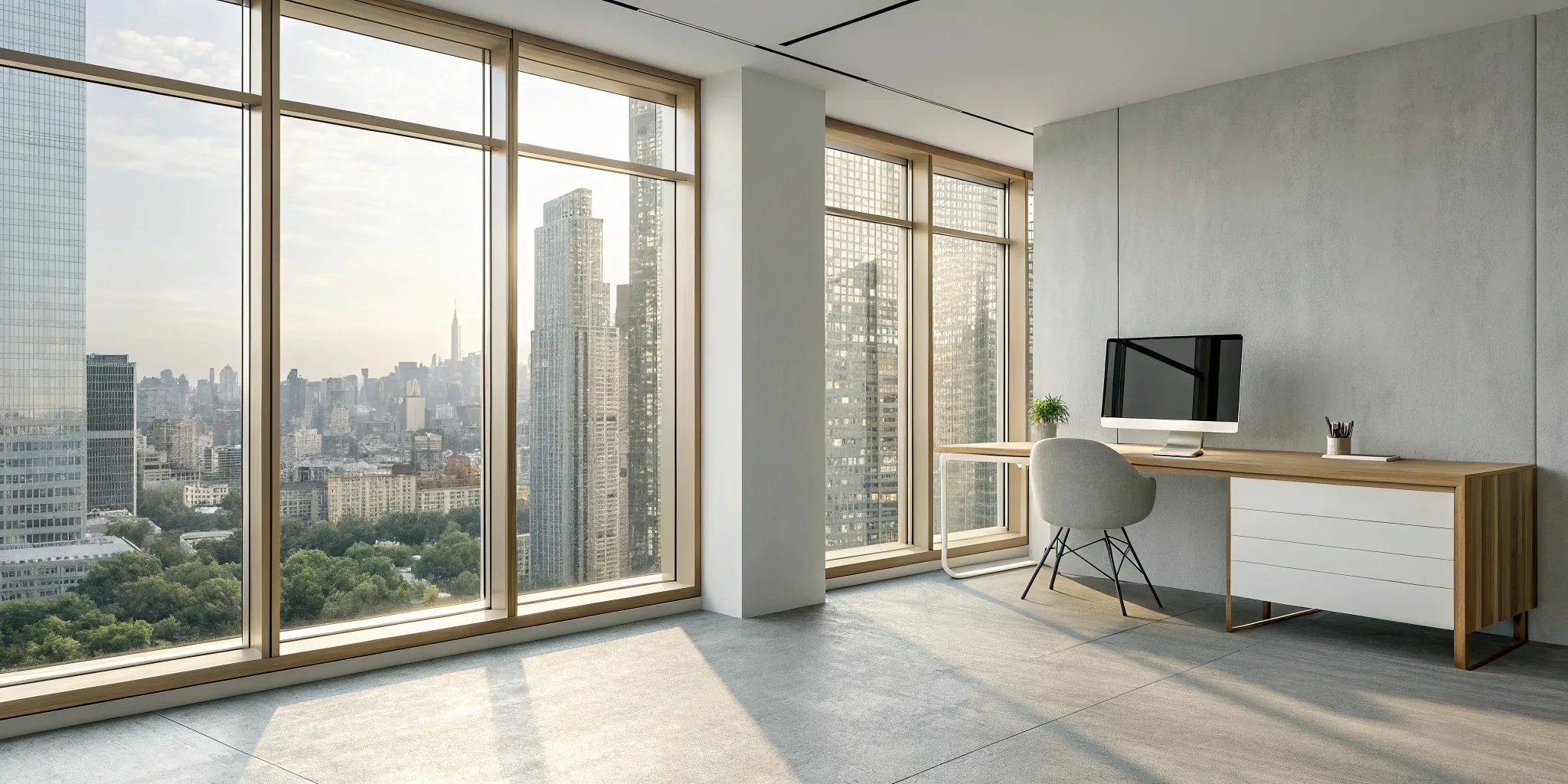 Large windows letting in bright sunlight, showing why heat blocking window film works to reduce heat.