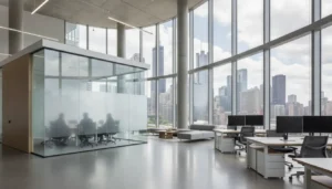 Modern Chicago office with commercial window film on sun-facing glass