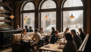 Chicago restaurant dining room with professionally installed window film