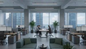 Commercial office with professionally installed film on north-facing windows