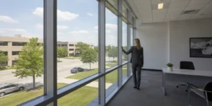 Commercial building in Schaumburg with bright daylight coming through large windows